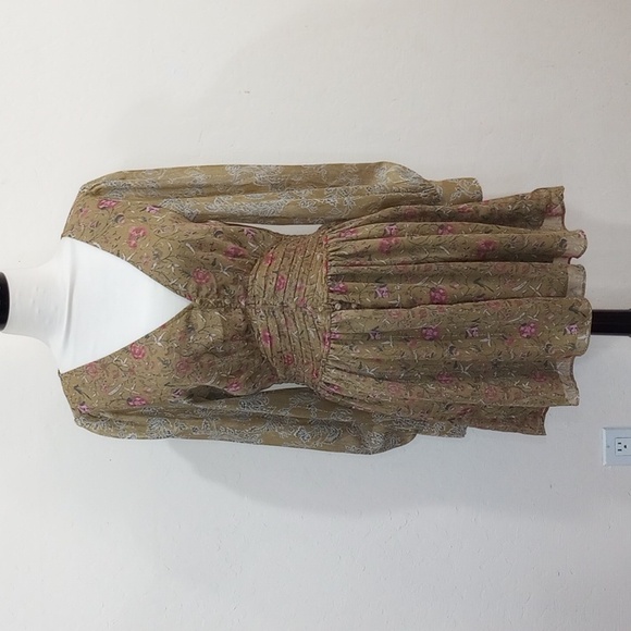 House Of Harlow 1960 Metallic Gold Floral Print Dress Size S - NEW!